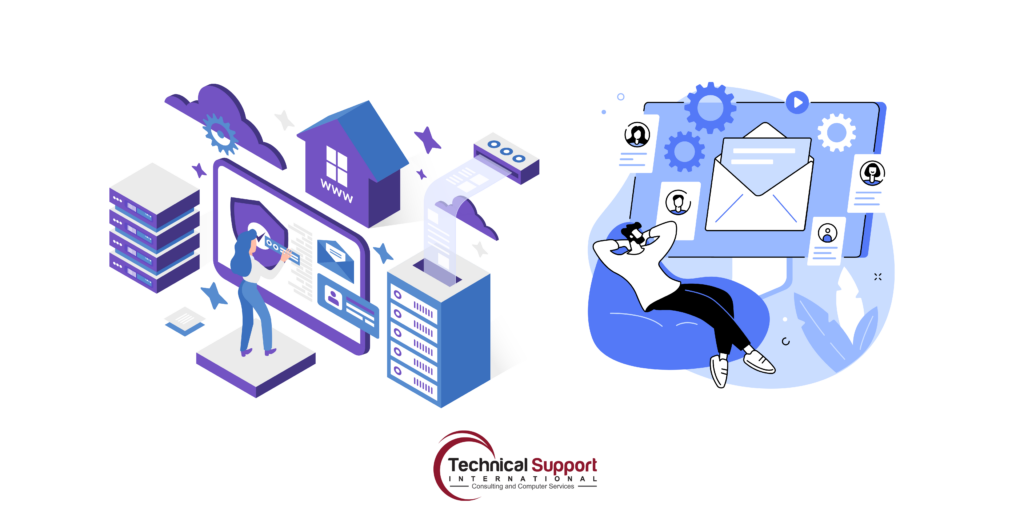 cartoon computer and email open
